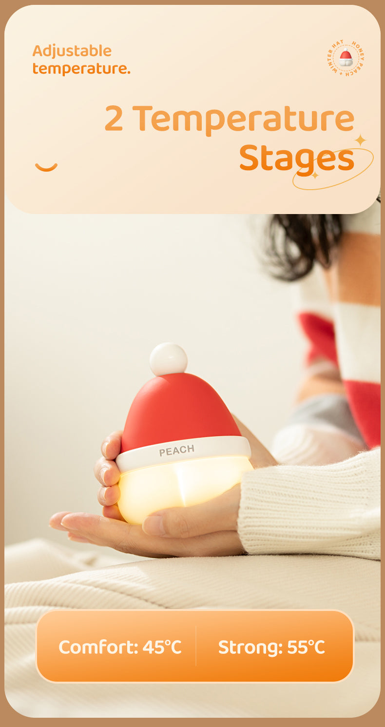 SURPERBUY-Handwarmer-Honey Peach Hand Warmer + Power Bank + Night Light 3 in 1 Santa hatHand Warmers Rechargeable  Outdoor Camping Skiing for young girl