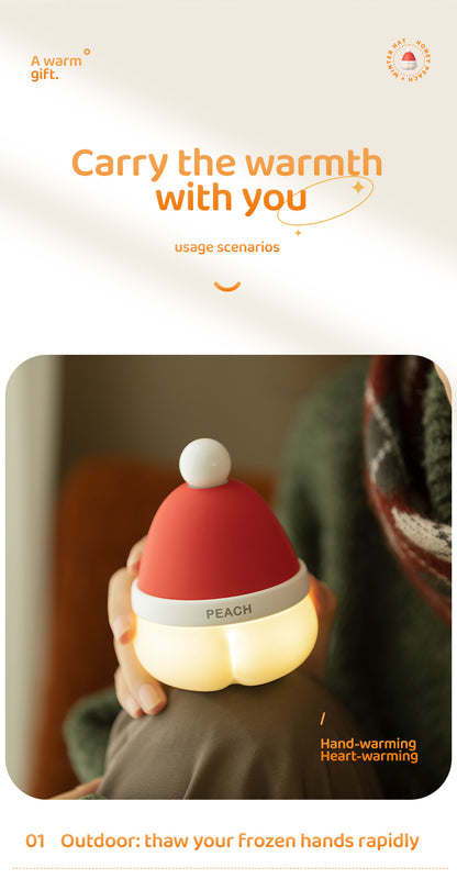 SURPERBUY-Handwarmer-Honey Peach Hand Warmer + Power Bank + Night Light 3 in 1 Santa hatHand Warmers Rechargeable  Outdoor Camping Skiing for young girl