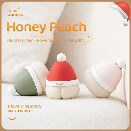 SURPERBUY-Handwarmer-Honey Peach Hand Warmer + Power Bank + Night Light 3 in 1 Santa hatHand Warmers Rechargeable  Outdoor Camping Skiing for young girl